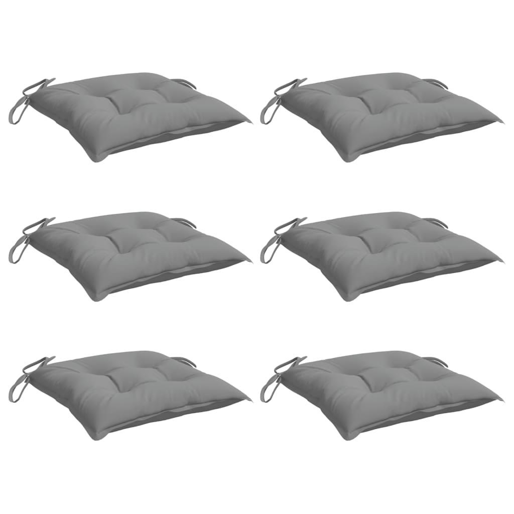 Coussins de chaise lot de 6 gris 50x50x7 cm tissu oxford