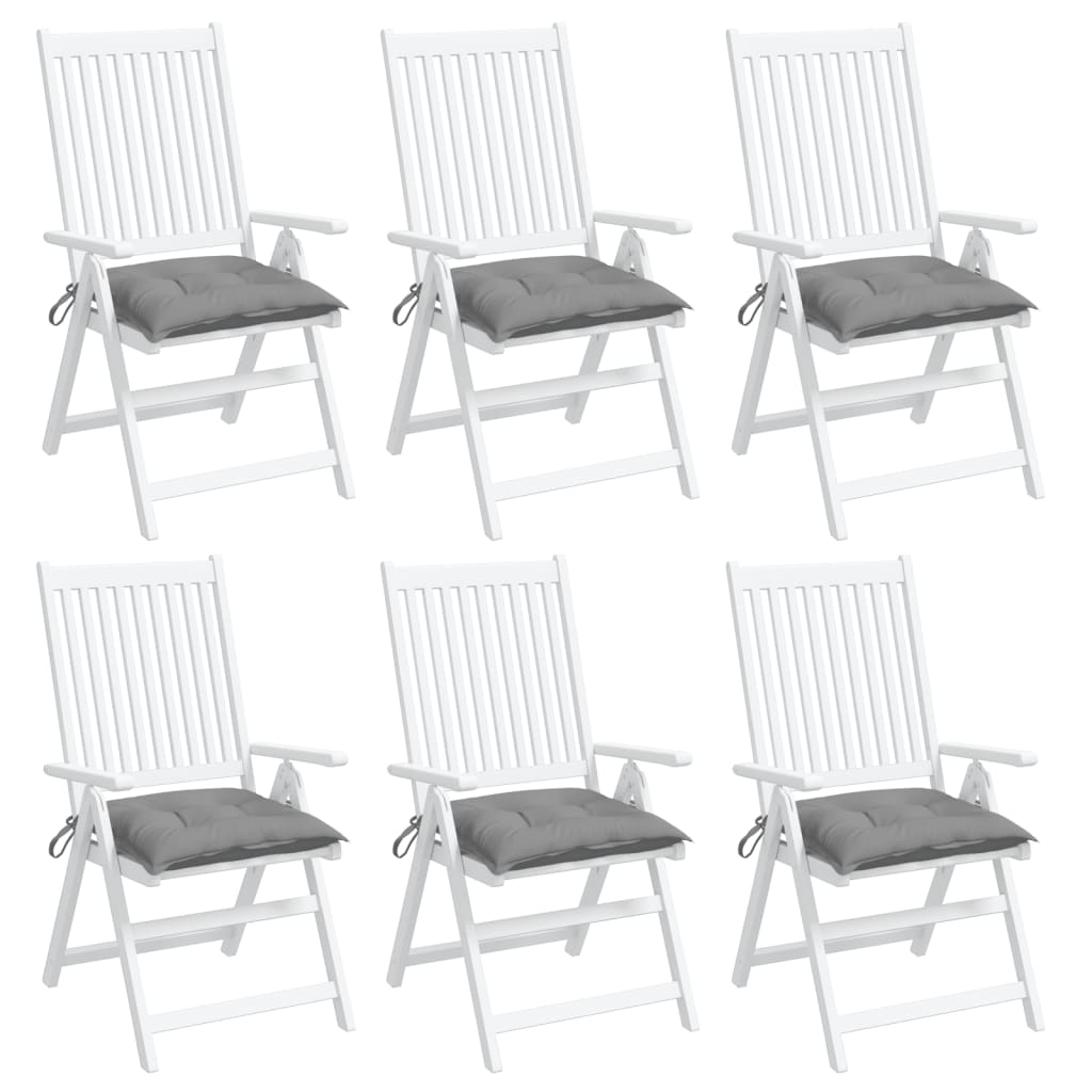 Coussins de chaise lot de 6 gris 50x50x7 cm tissu oxford