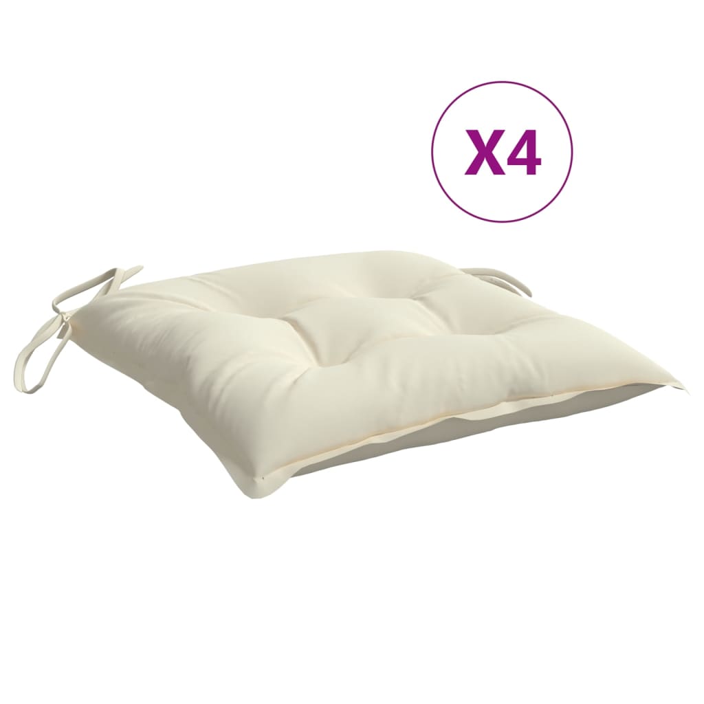 Coussins de chaise lot de 4 blanc crème 50x50x7 cm tissu oxford