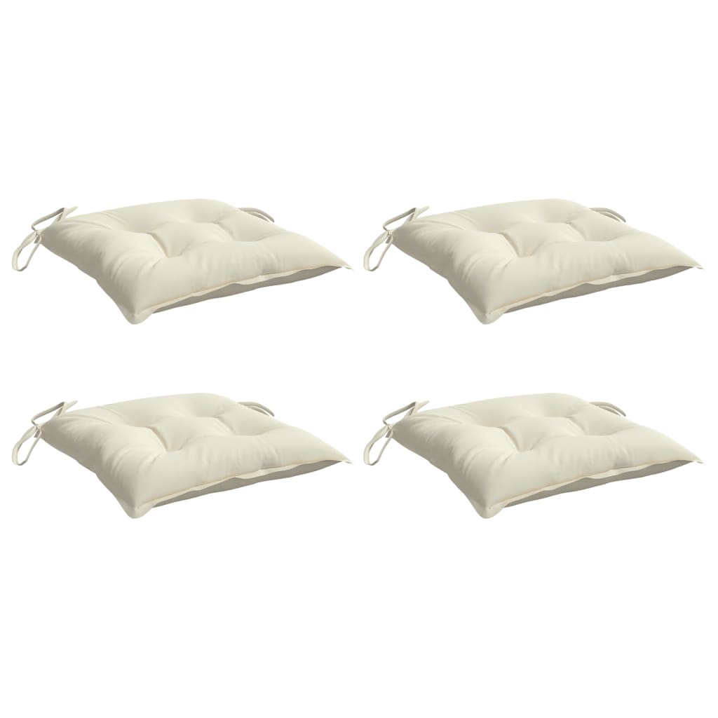 Coussins de chaise lot de 4 blanc crème 50x50x7 cm tissu oxford