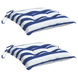 Coussins de chaise lot de 2 rayures bleues blanches 50x50x7 cm