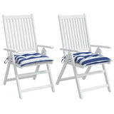 Coussins de chaise lot de 2 rayures bleues blanches 50x50x7 cm