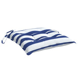 Coussins de chaise lot de 2 rayures bleues blanches 50x50x7 cm