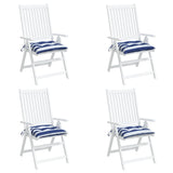 Chair cushions set of 4 blue white stripes 50x50x7 cm