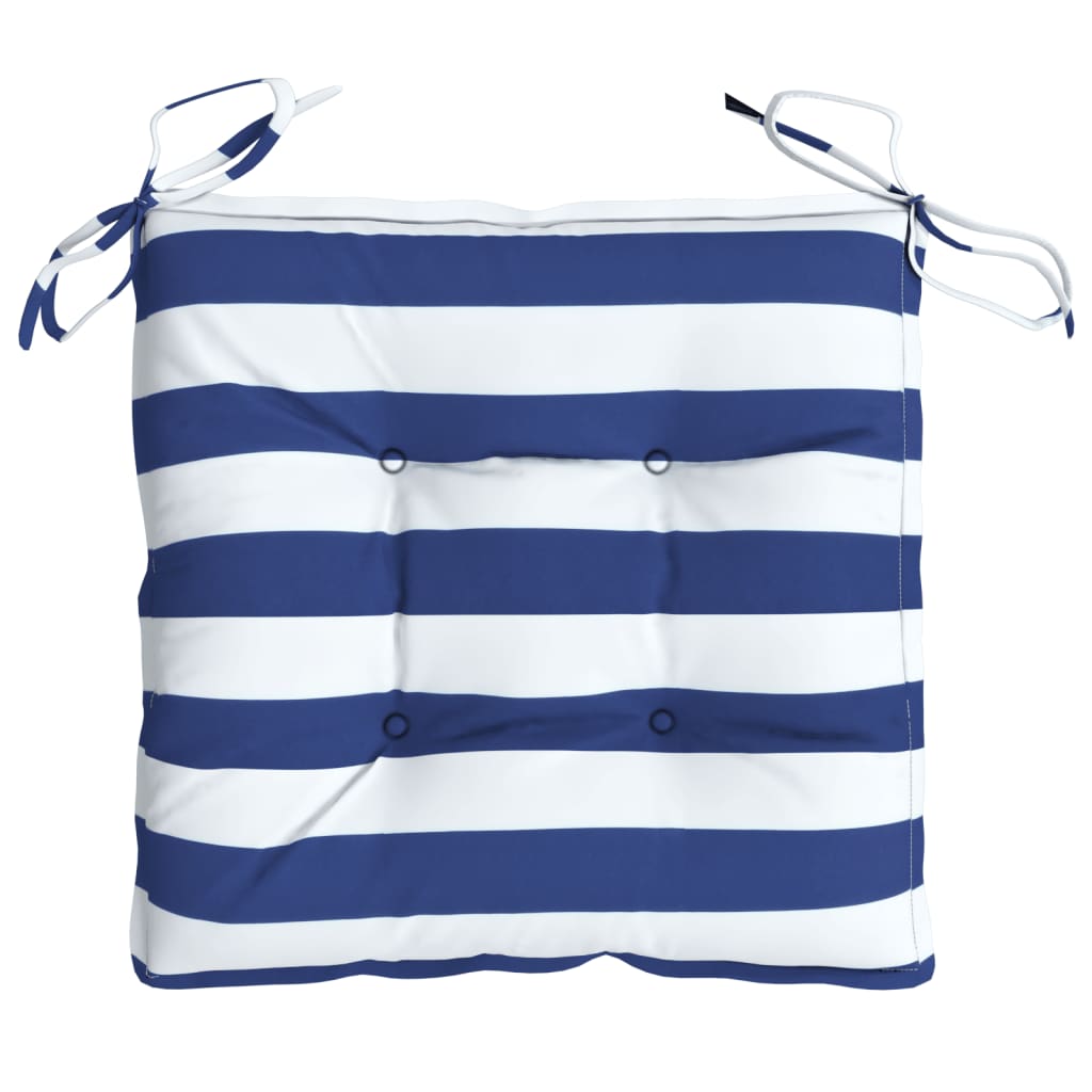 Chair cushions set of 4 blue white stripes 50x50x7 cm