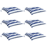 Coussins de chaise lot de 6 rayures bleues blanches 50x50x7 cm