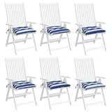 Coussins de chaise lot de 6 rayures bleues blanches 50x50x7 cm