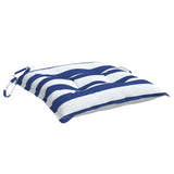 Coussins de chaise lot de 6 rayures bleues blanches 50x50x7 cm