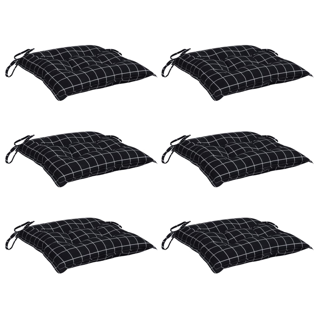 Chair cushions set of 6 black squares 50x50x7 cm