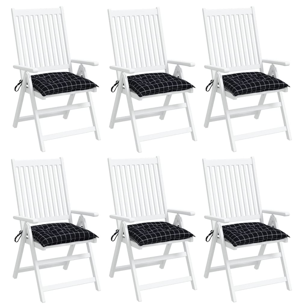 Chair cushions set of 6 black squares 50x50x7 cm