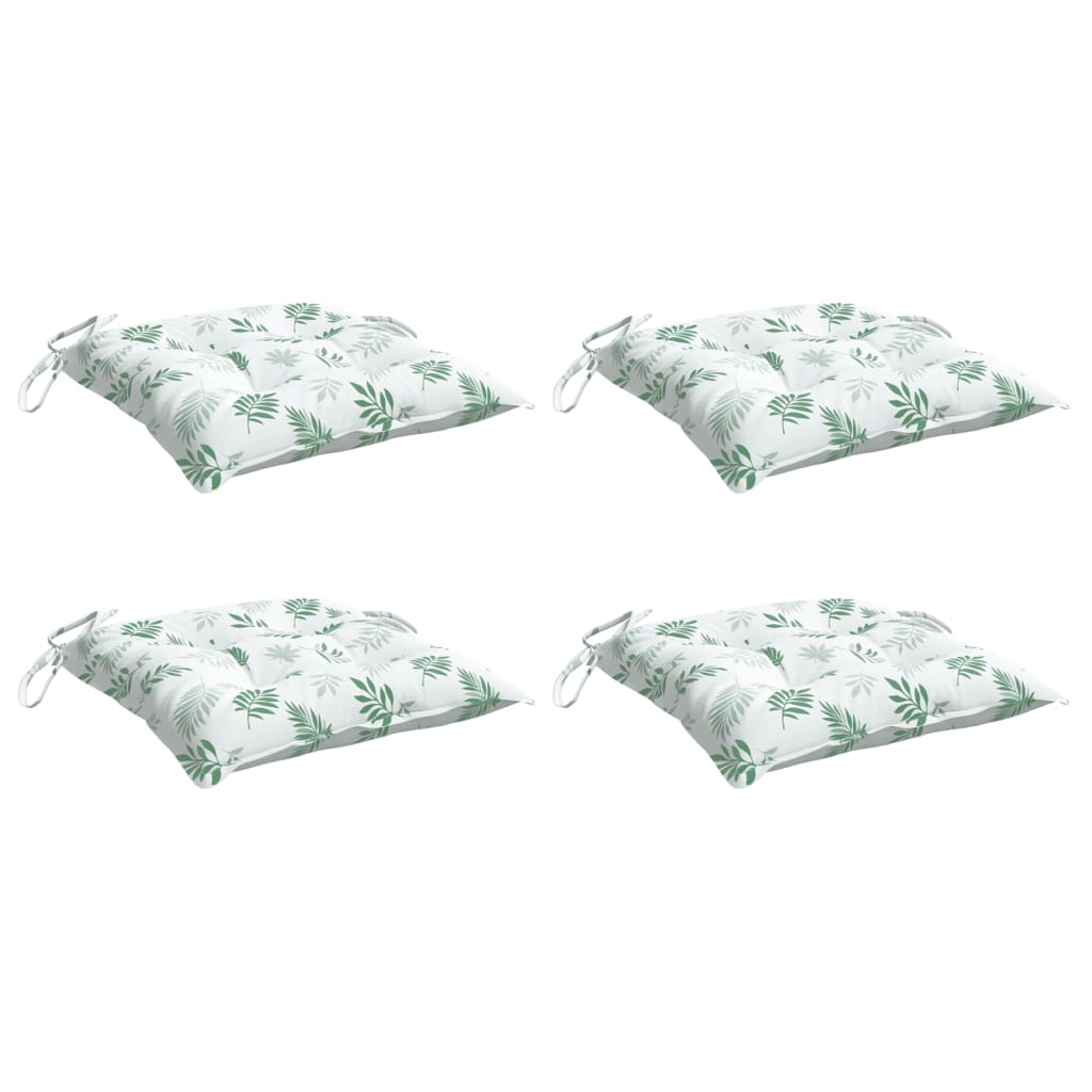 Coussins de chaise lot de 4 à motif de feuilles 50x50x7 cm