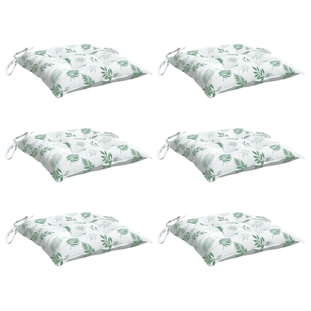 Coussins de chaise lot de 6 à motif de feuilles 50x50x7 cm