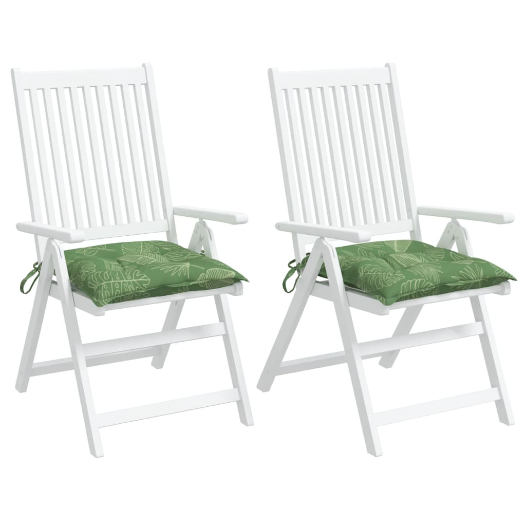 Chair cushions set of 2 with leaf pattern 50x50x7 cm