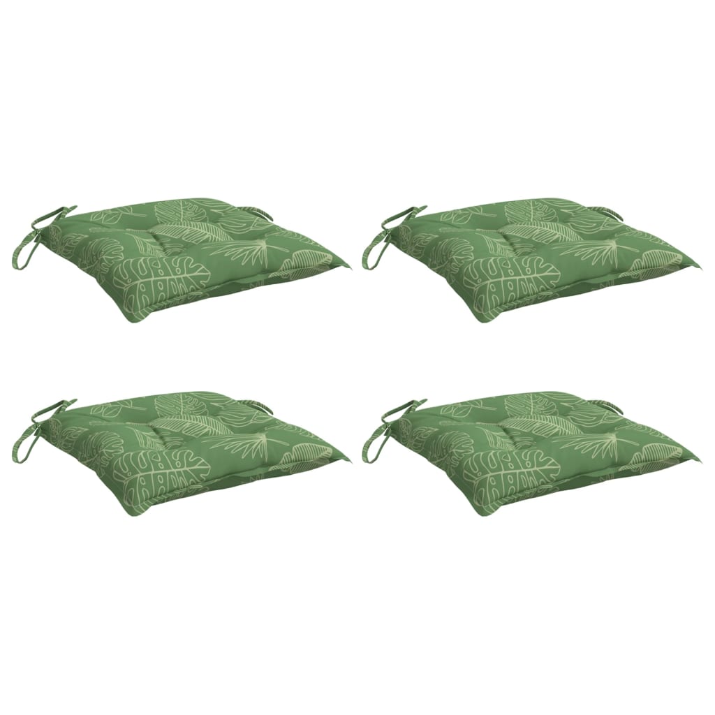 Coussins de chaise lot de 4 à motif de feuilles 50x50x7cm tissu