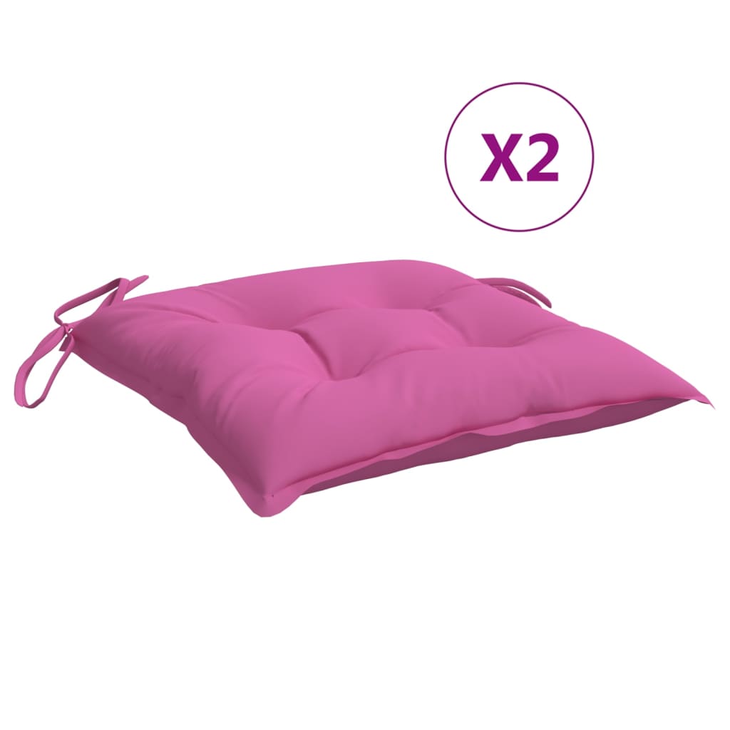 Coussins de chaise lot de 2 rose 50x50x7 cm tissu oxford