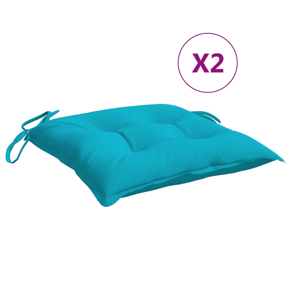 Coussins de chaise lot de 2 turquoise 50x50x7 cm tissu oxford