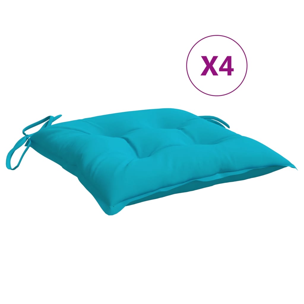 Coussins de chaise lot de 4 turquoise 50x50x7 cm tissu oxford