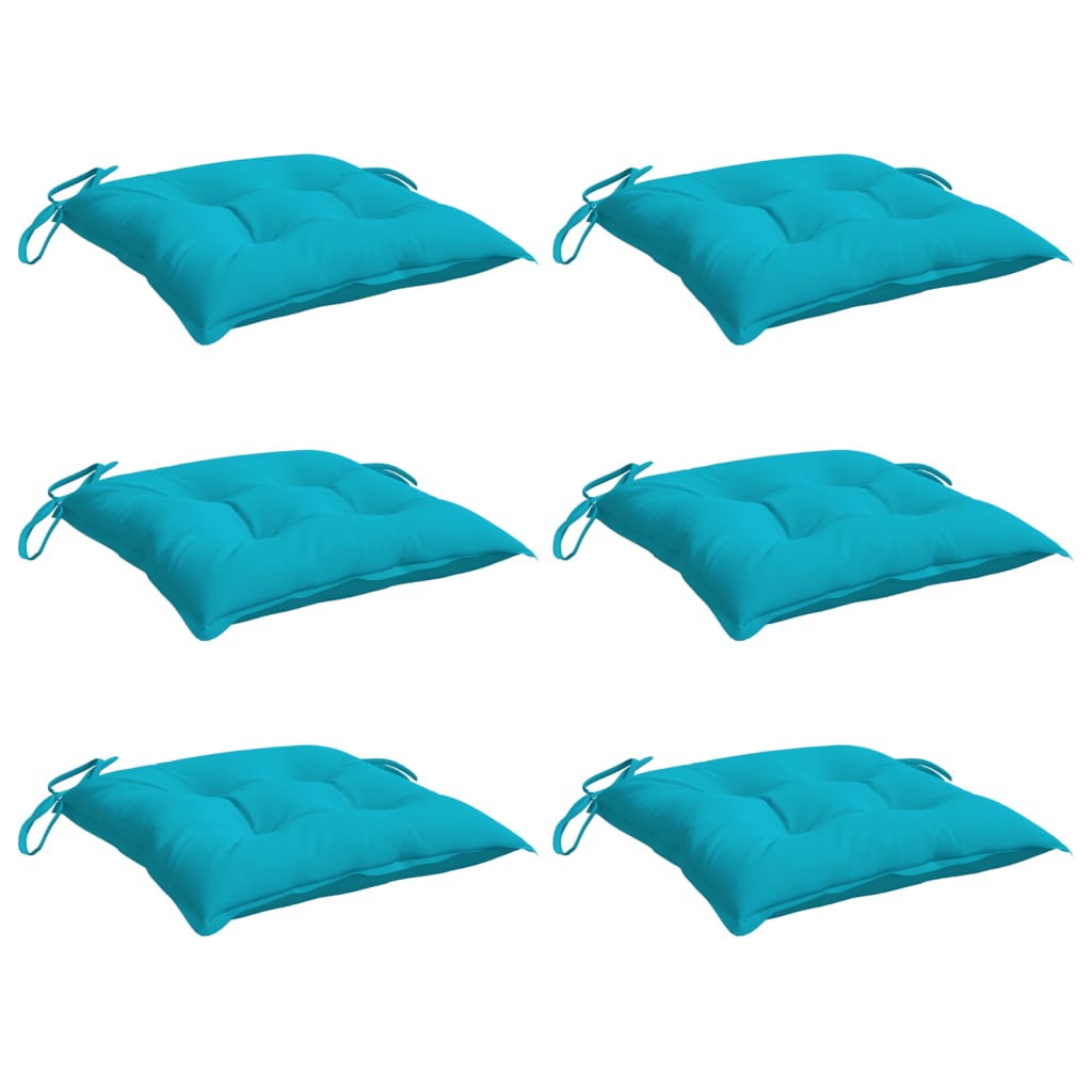 Coussins de chaise lot de 6 turquoise 50x50x7 cm tissu oxford