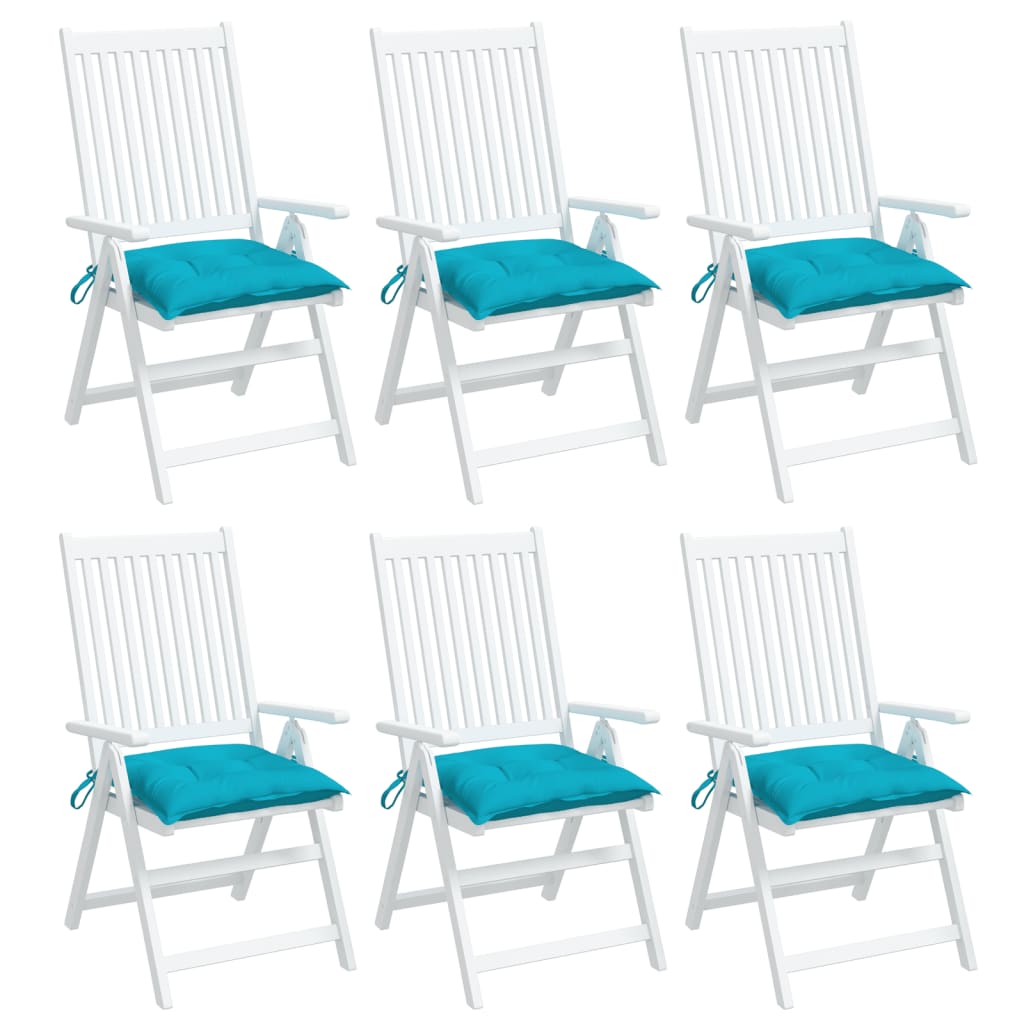 Coussins de chaise lot de 6 turquoise 50x50x7 cm tissu oxford