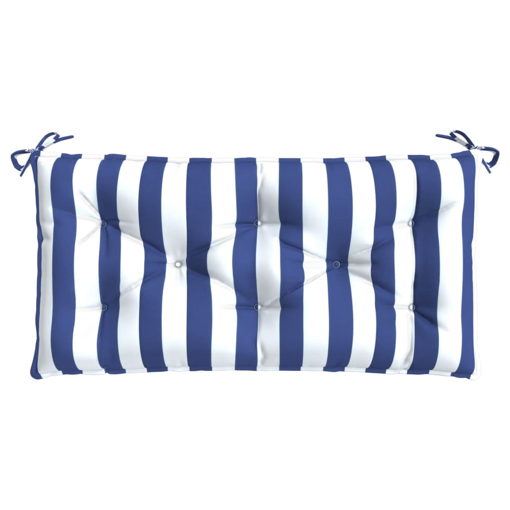 Coussin de banc de jardin rayures bleues et blanches 100x50x7cm