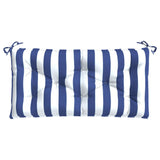 Coussin de banc de jardin rayures bleues et blanches 100x50x7cm