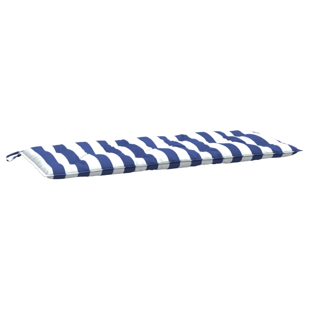 Coussin de banc de jardin rayures bleues et blanches 120x50x7cm