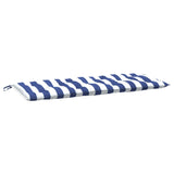 Coussin de banc de jardin rayures bleues et blanches 120x50x7cm