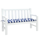 Coussin de banc de jardin rayures bleues et blanches 120x50x7cm