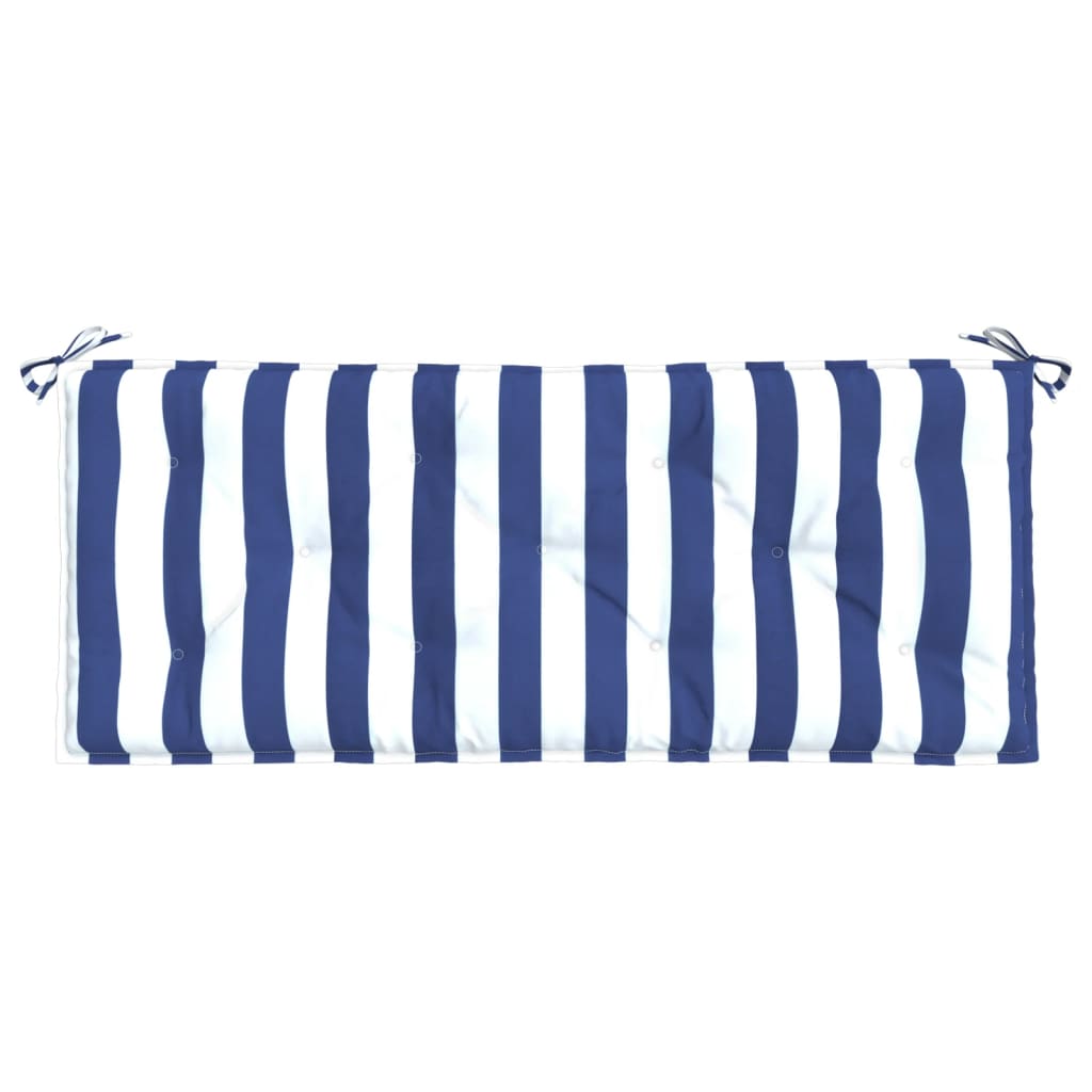 Coussin de banc de jardin rayures bleues et blanches 120x50x7cm