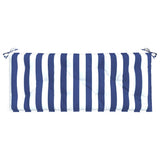 Coussin de banc de jardin rayures bleues et blanches 120x50x7cm