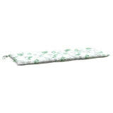 Coussin de banc de jardin motif de feuilles 120x50x7 cm tissu