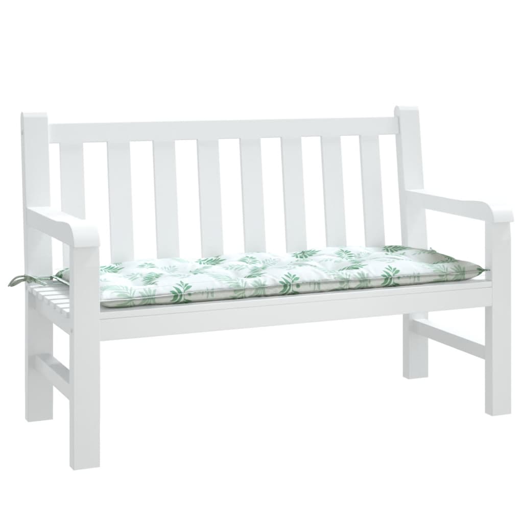 Coussin de banc de jardin motif de feuilles 120x50x7 cm tissu