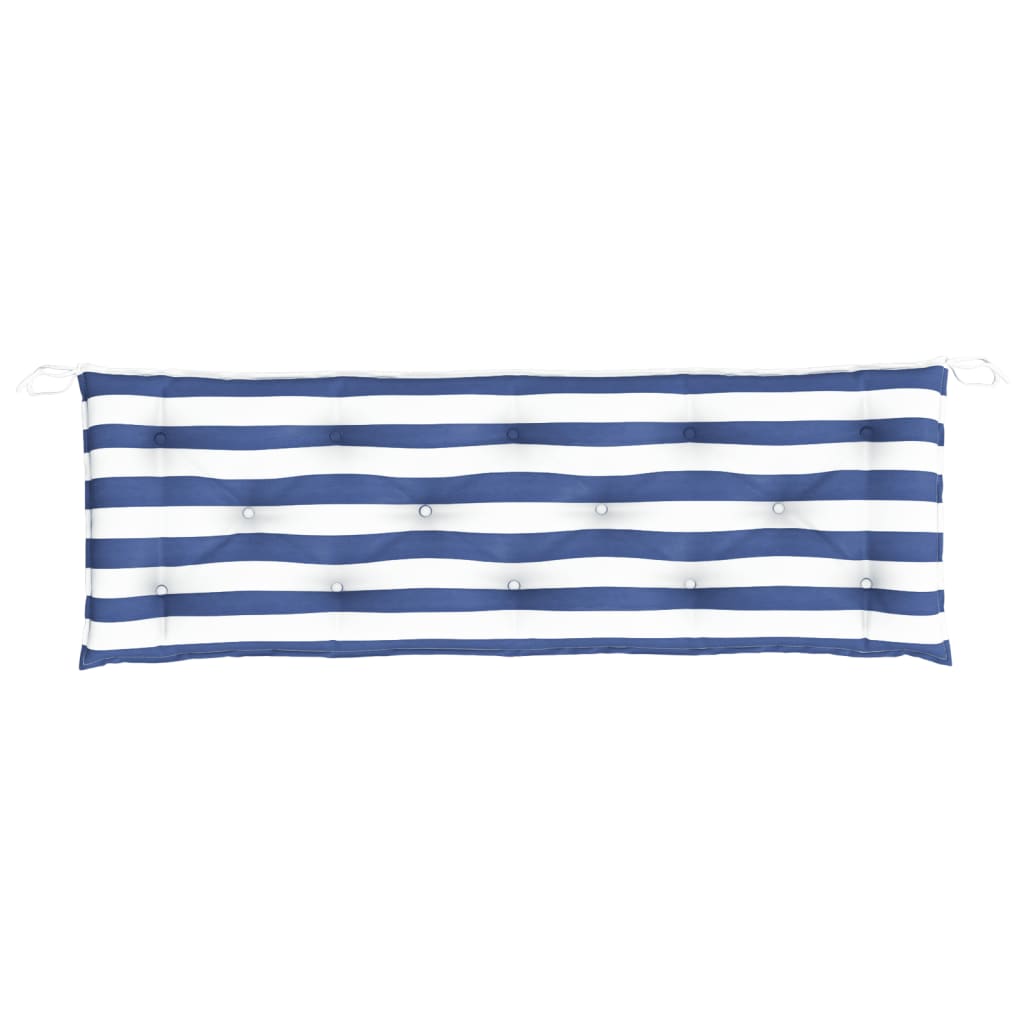 Coussin de banc de jardin rayures bleues et blanches 150x50x7cm