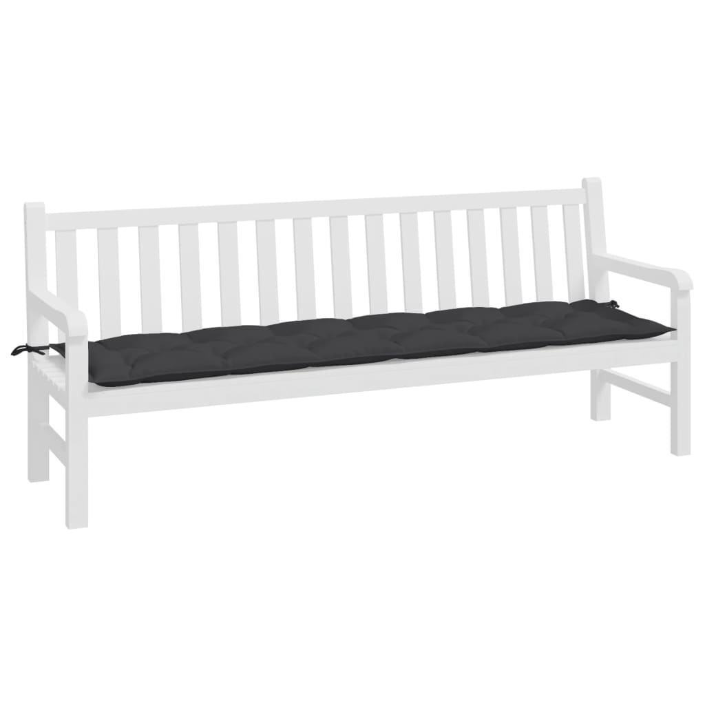 Coussin de banc de jardin noir 200x50x7 cm tissu oxford