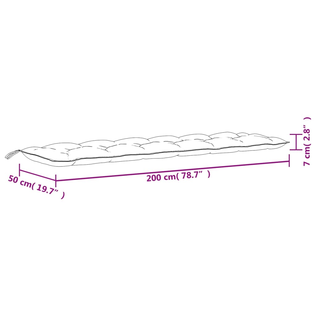 Taupefarbenes Gartenbankkissen, 200 x 50 x 7 cm, Oxford-Stoff