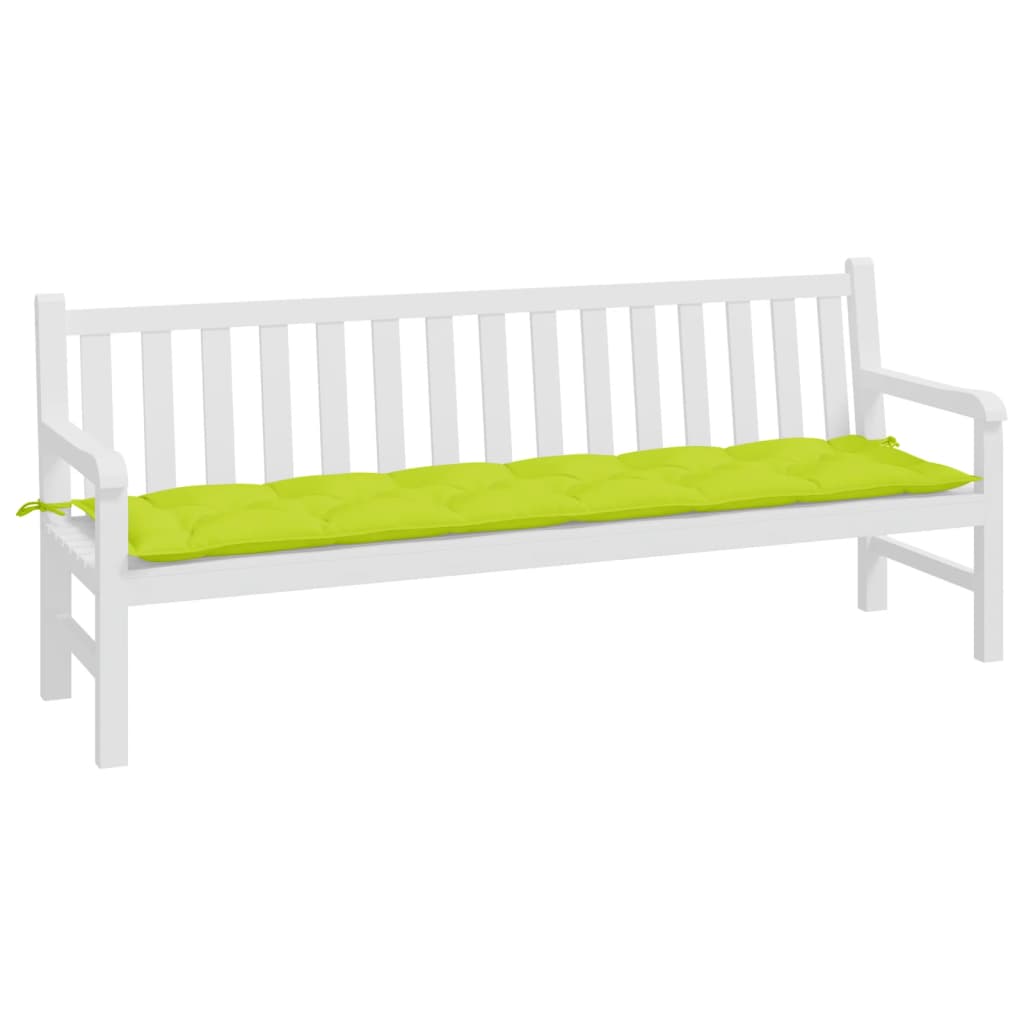 Coussin de banc de jardin vert brillant 200x50x7cm tissu oxford