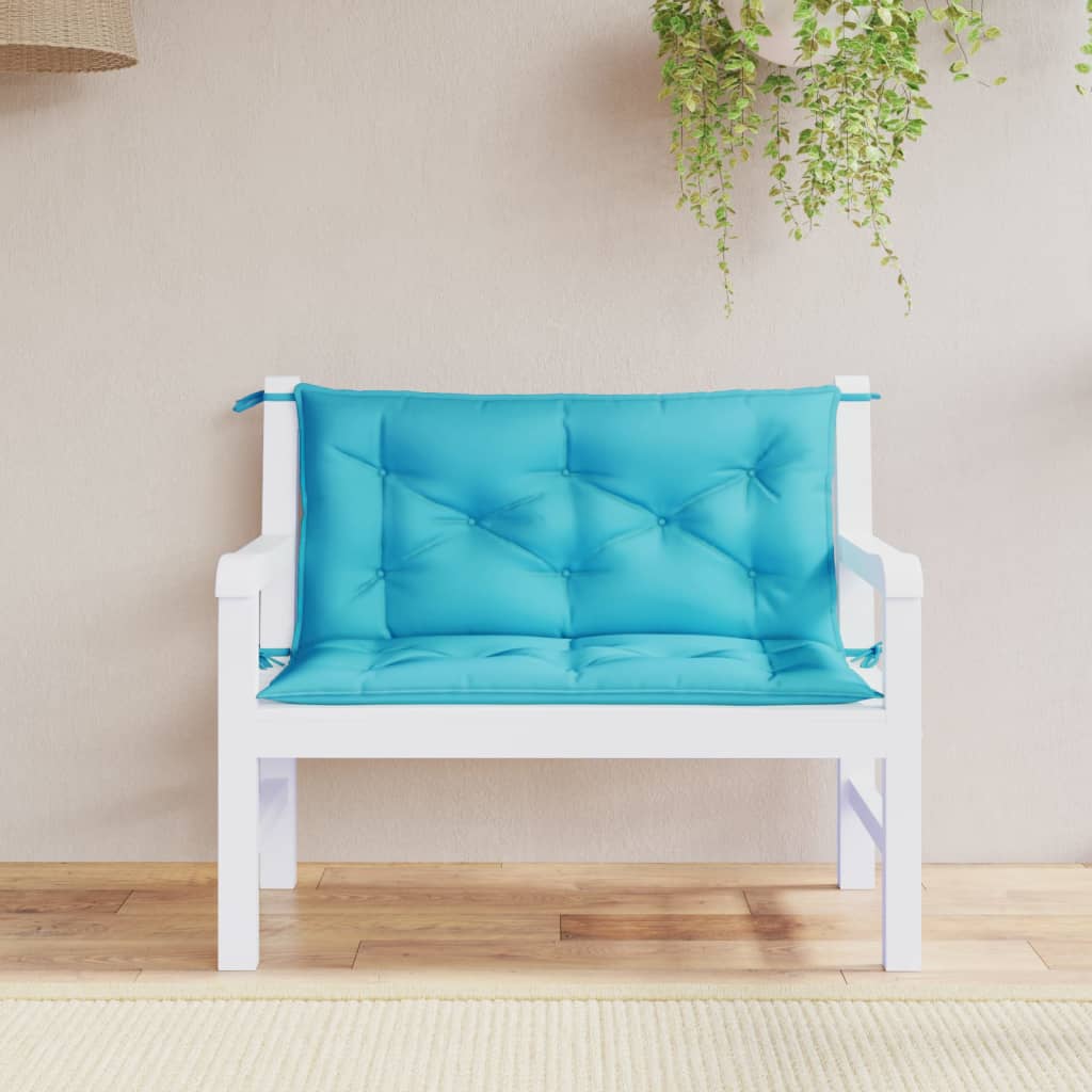 Coussins de banc de jardin lot de 2 turquoise 100x50x7 cm tissu