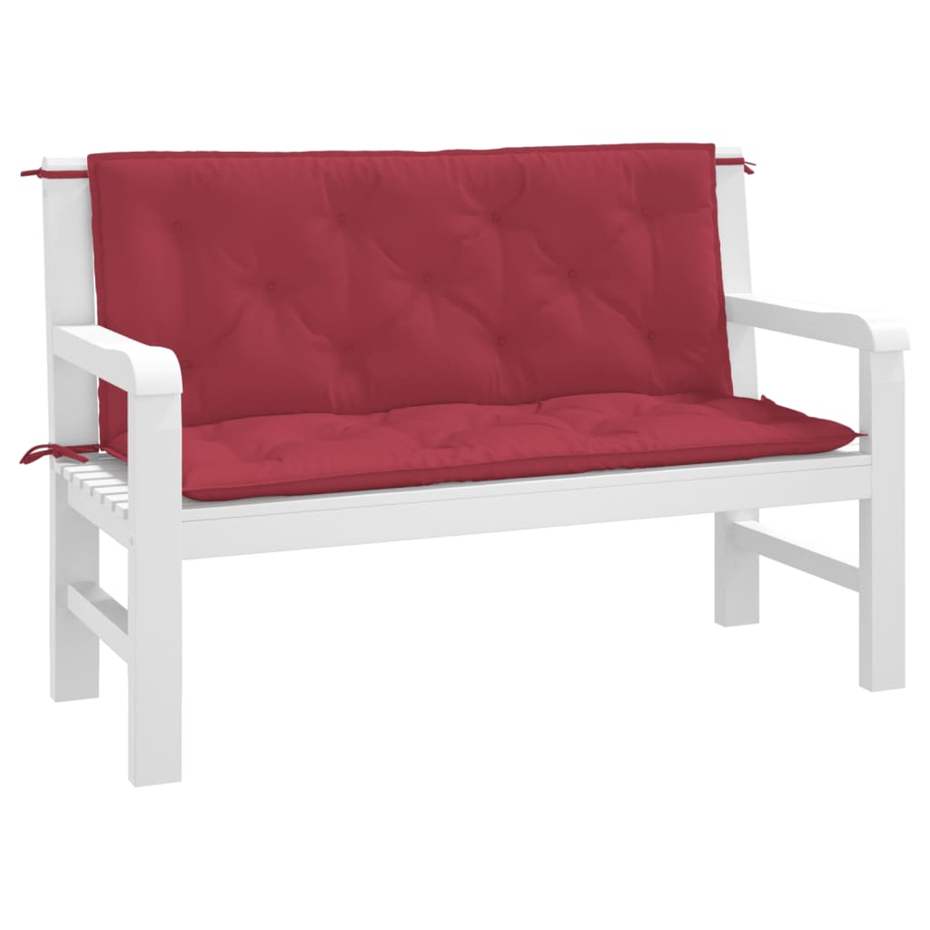 Coussins de banc de jardin lot de 2 rouge bordeaux tissu Oxford