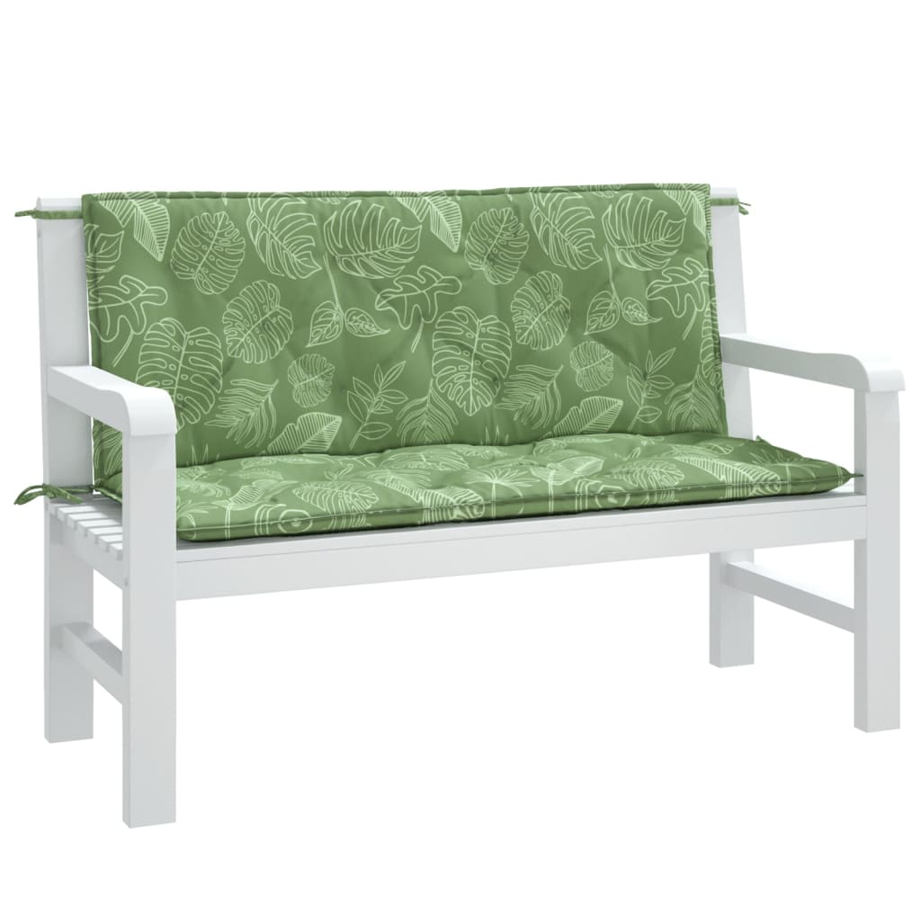 Coussins de banc de jardin lot de 2 motif de feuilles tissu