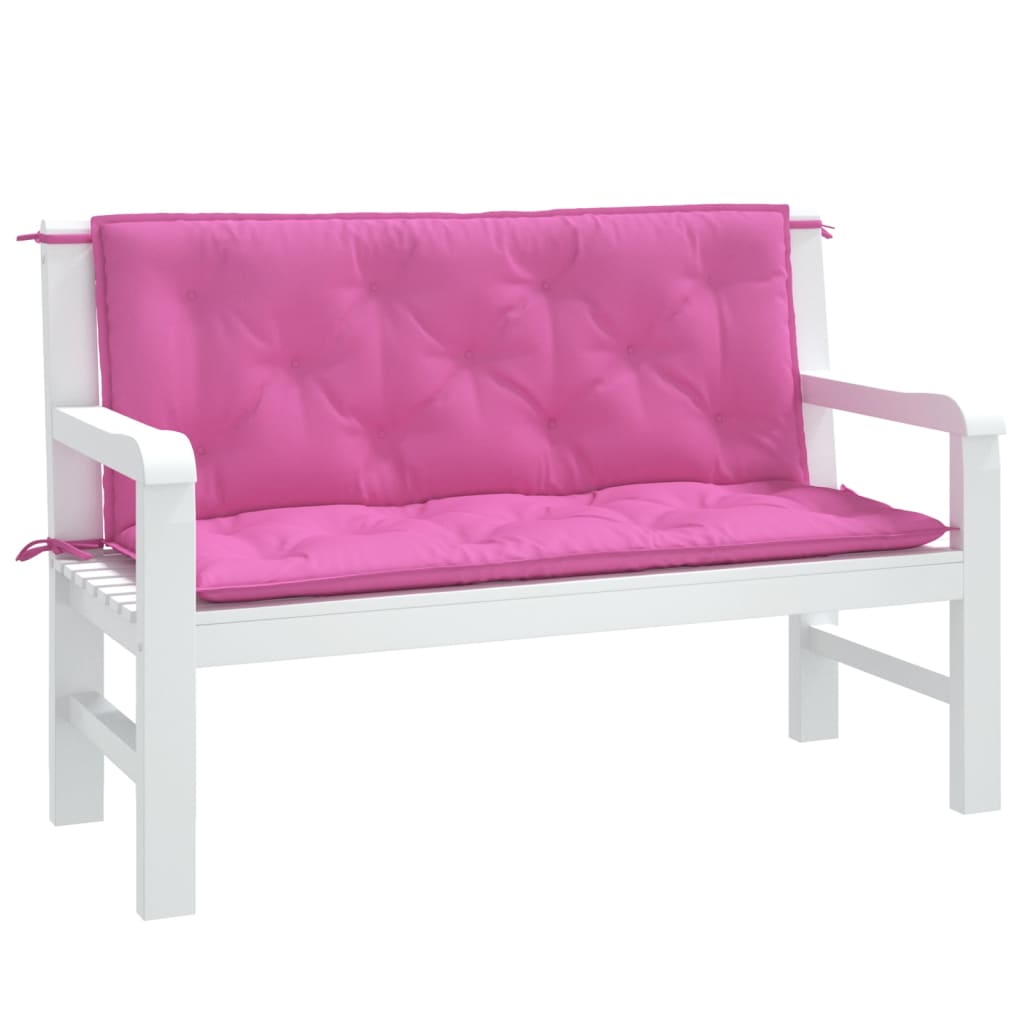 Coussins de banc de jardin lot de 2 rose 120x50x7 cm tissu