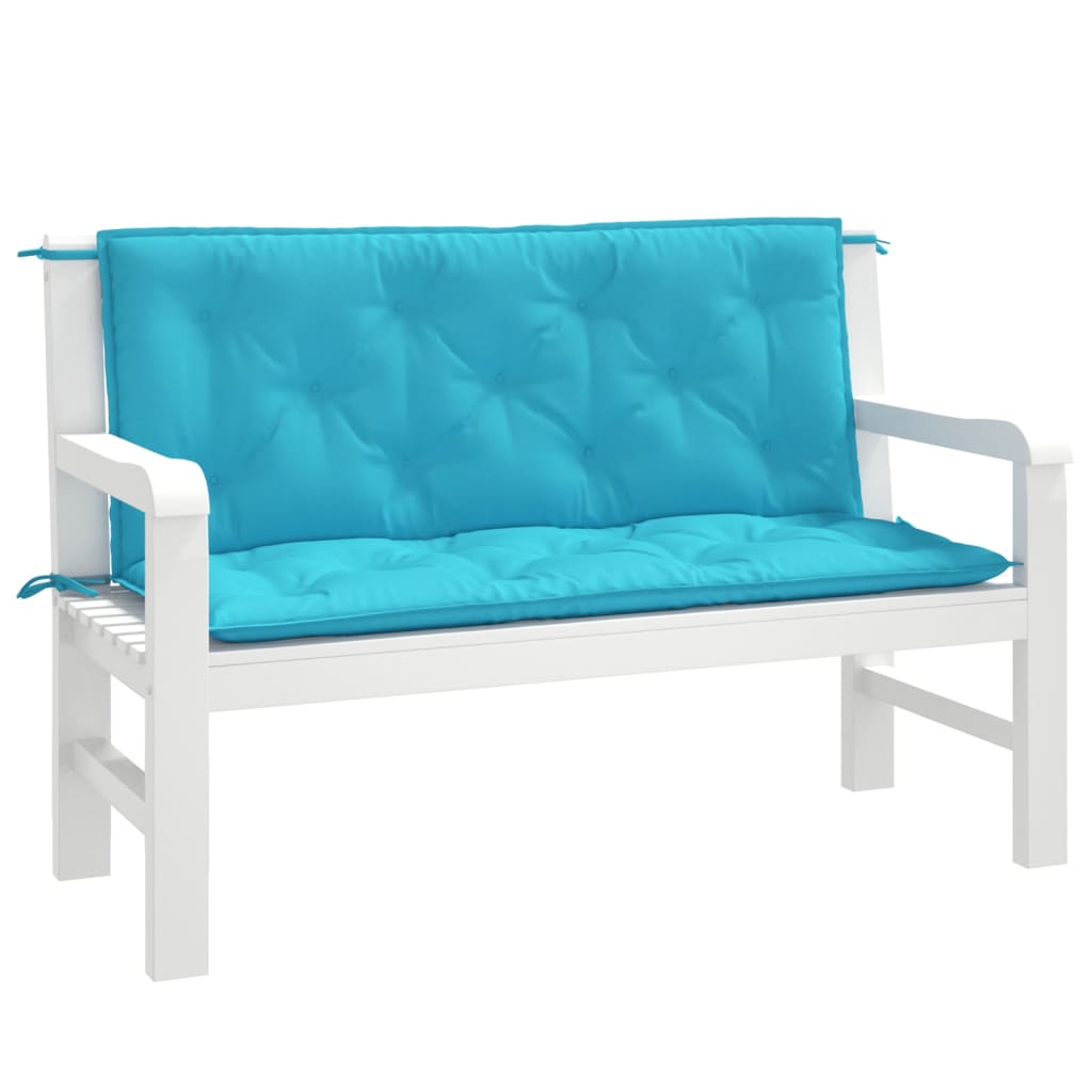 Coussins de banc de jardin lot de 2 turquoise 120x50x7 cm tissu