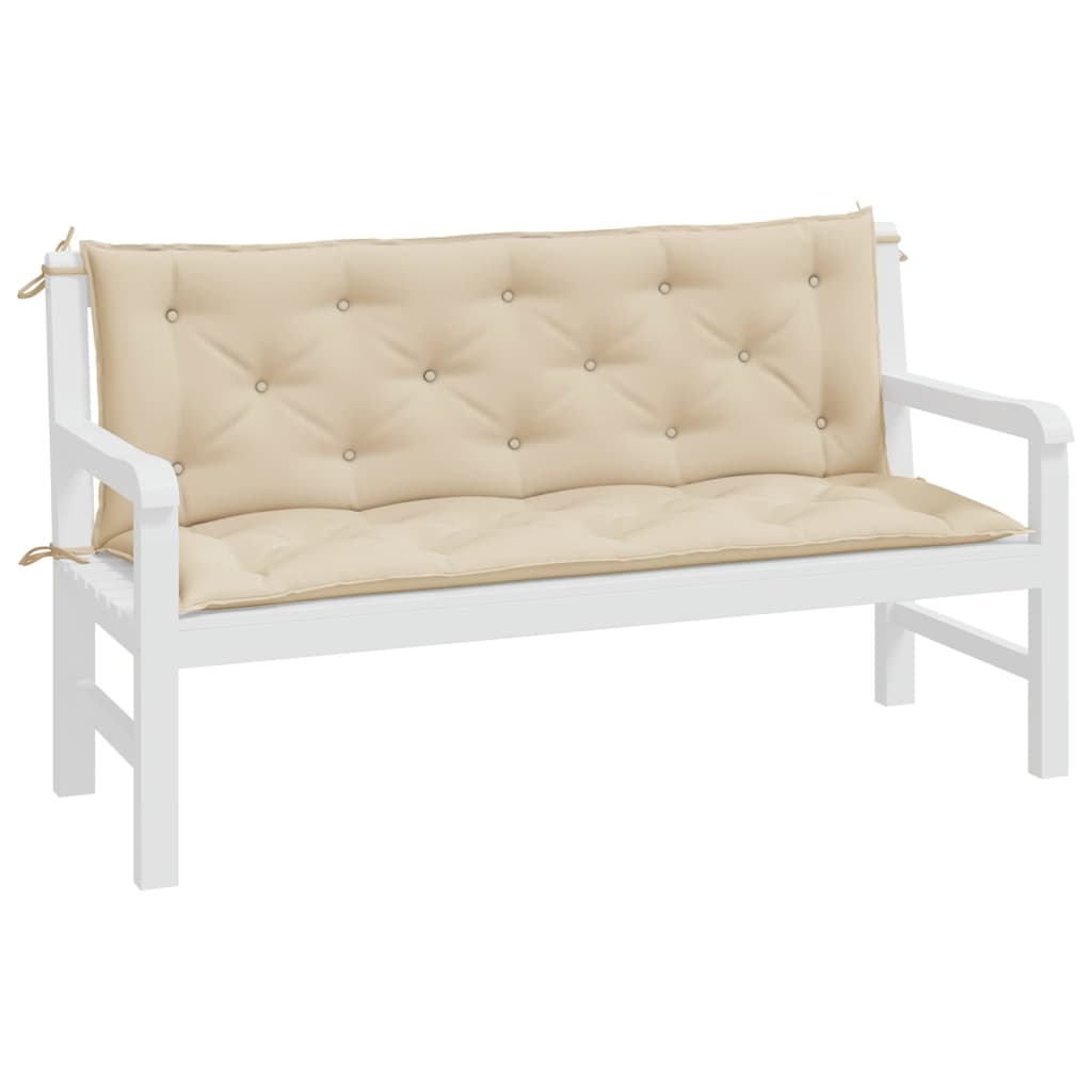 Coussins de banc jardin lot de 2 beige 150x50x7 cm tissu Oxford