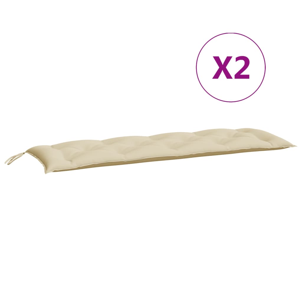 Coussins de banc jardin lot de 2 beige 150x50x7 cm tissu Oxford