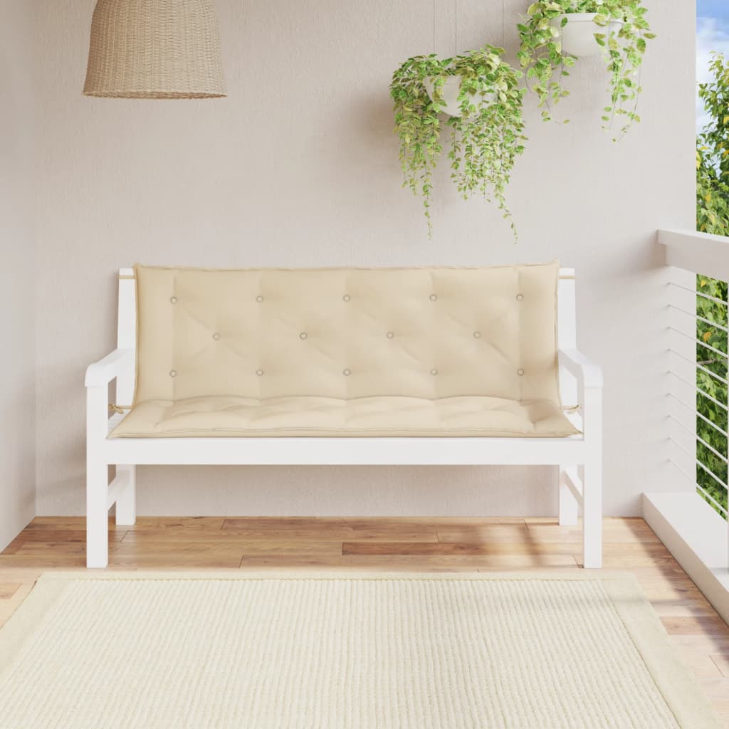 Coussins de banc jardin lot de 2 beige 150x50x7 cm tissu Oxford