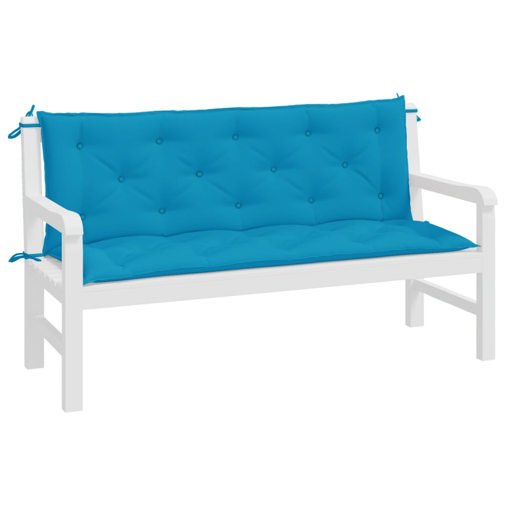 Coussins de banc de jardin lot de 2 bleu clair tissu Oxford