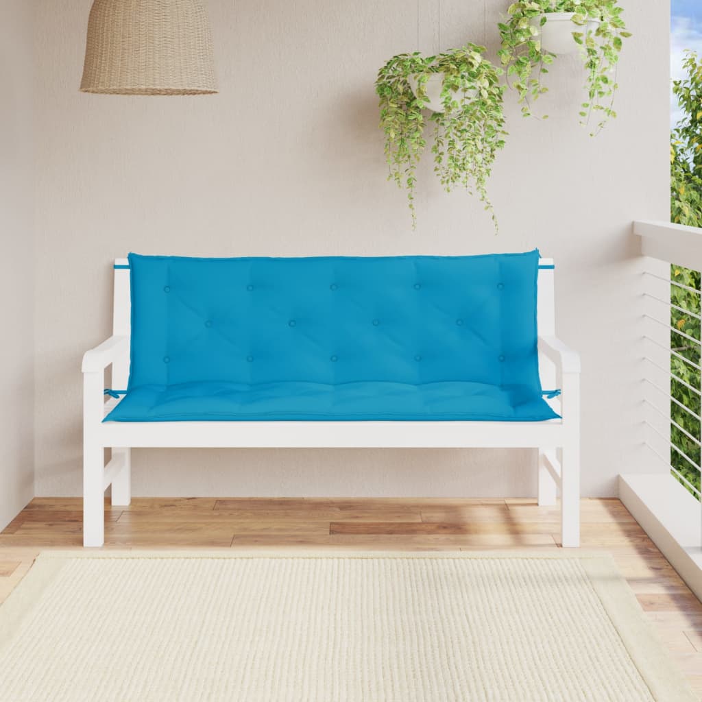 Coussins de banc de jardin lot de 2 bleu clair tissu Oxford