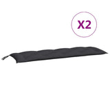 Coussins de banc jardin lot de 2 noir 150x50x7 cm tissu Oxford