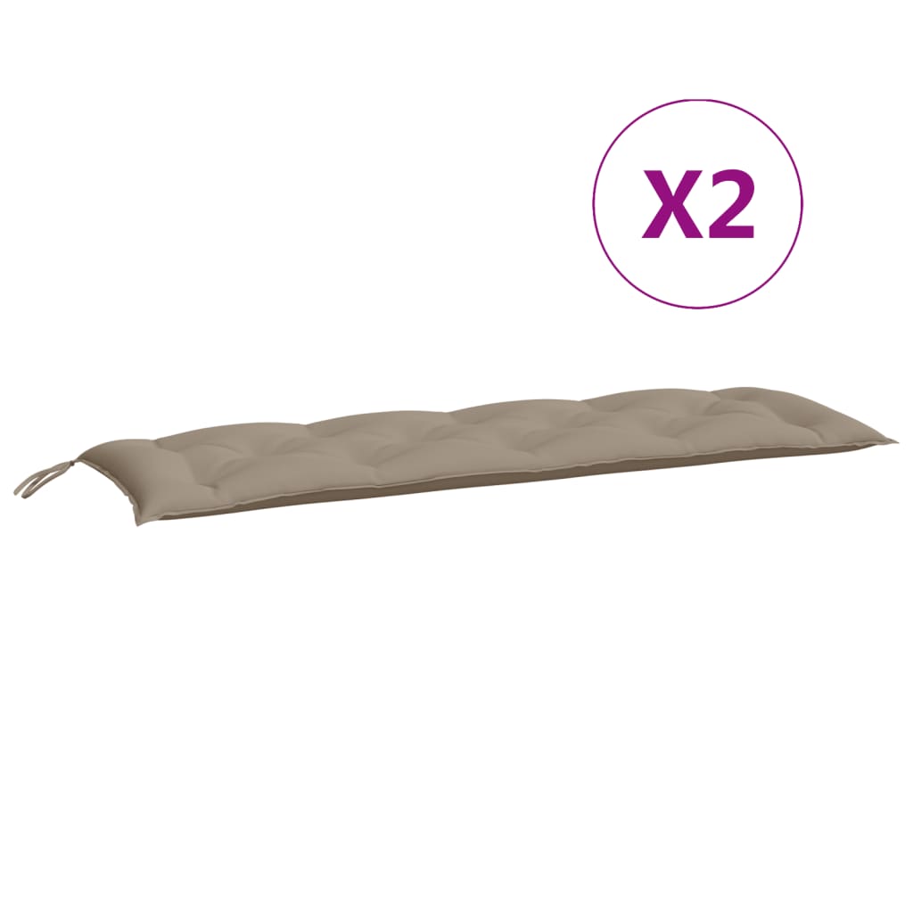 Coussins de banc jardin lot de 2 taupe 150x50x7 cm tissu Oxford