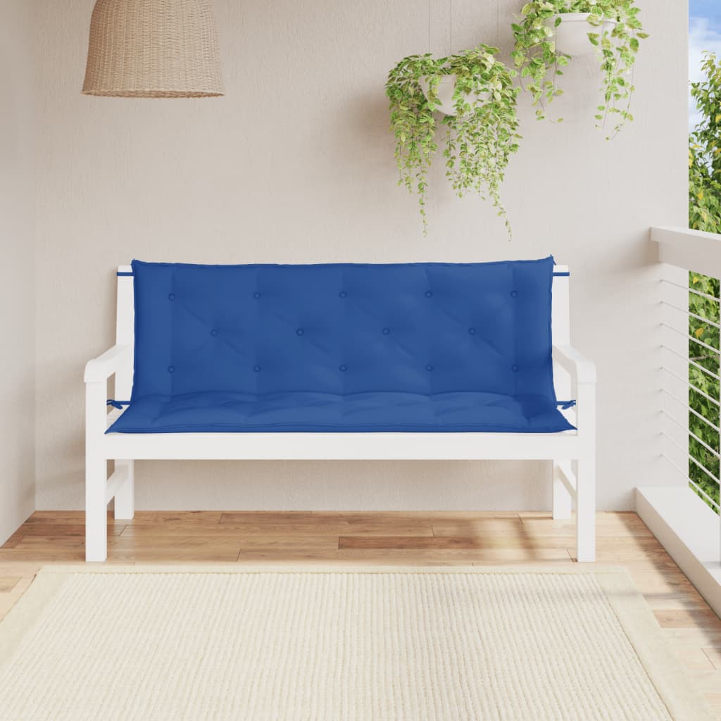 Gartenbankauflagen 2er-Set blau 150x50x7 cm Oxford-Stoff