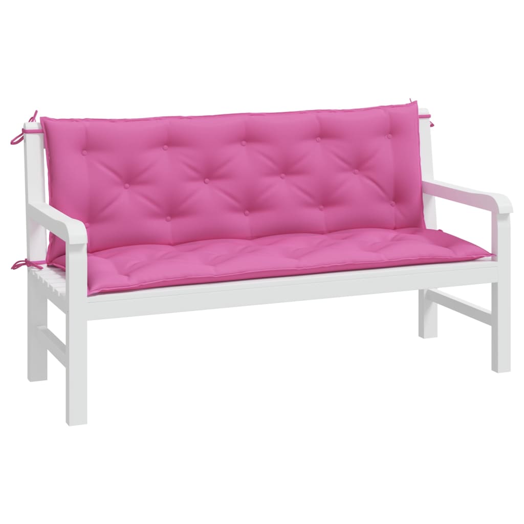 Coussins de banc de jardin lot de 2 rose 150x50x7 cm tissu